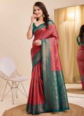 Red color Kanjivaram Silk Classic Designer Saree with Jacquard Work - 2
