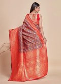 Red color Kanjivaram Silk Contemporary Saree with Woven - 2