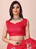 Red color Net Trendy Saree with Embroidered - 1