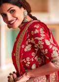 Red color Organza Classic Designer Saree with Patch Border Work - 1