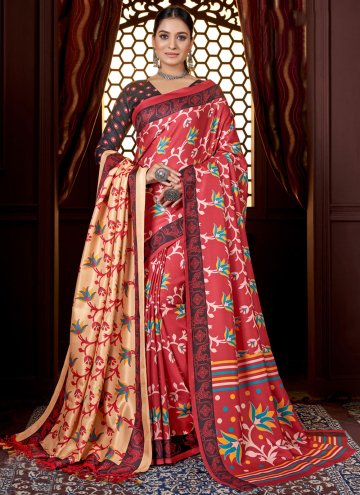 Red color Pashmina Classic Designer Saree with Digital Print