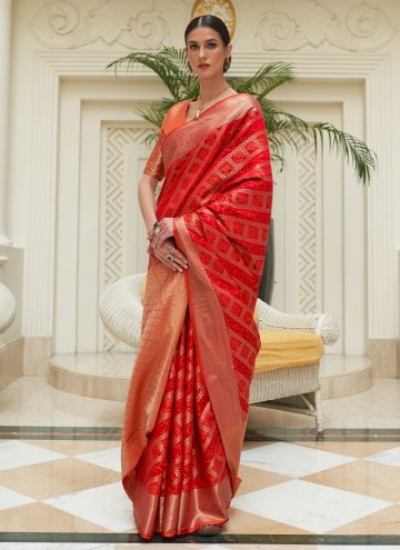 Red color Patola Silk Classic Designer Saree with 