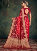 Red color Pure Georgette Trendy Saree with Woven - 2