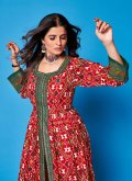 Red color Rayon Salwar Suit with Printed - 2