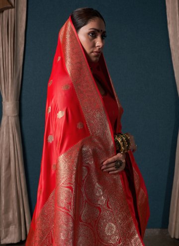 Red color Silk Classic Designer Saree with Designer