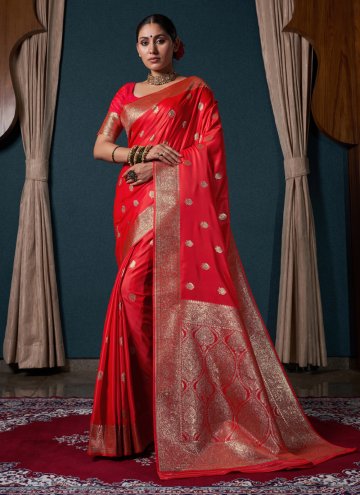 Red color Silk Classic Designer Saree with Designe