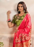 Red color Silk Trendy Saree with Border - 1