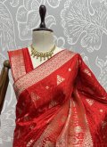 Red color Thread Jacquard Silk Classic Designer Saree - 1