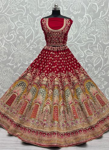 Red color Velvet Lehenga Choli with Dori Work