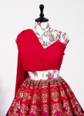 Red color Woven Banarasi Readymade Lehenga Choli - 1