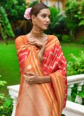Red color Woven Handloom Silk Trendy Saree - 1