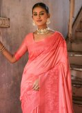 Red Contemporary Saree in Handloom Silk with Woven - 1