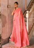 Red Contemporary Saree in Handloom Silk with Woven - 2