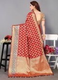 Red Contemporary Saree in Silk with Jacquard Work - 2