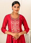 Red Cotton  Embroidered Designer Kurti for Ceremonial - 1