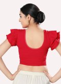 Red Cotton Lycra Plain Work  for Casual - 1