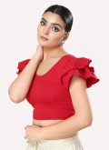 Red Cotton Lycra Plain Work  for Casual - 2