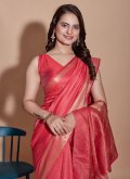 Red Cotton  Woven Trendy Saree - 1