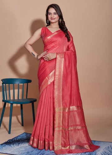 Red Cotton  Woven Trendy Saree