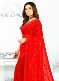 Red Designer Saree in Georgette with Border - 1