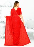 Red Designer Saree in Georgette with Border - 3