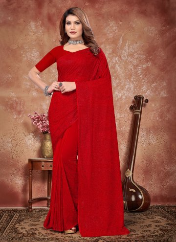 Red Georgette Embroidered Contemporary Saree for Ceremonial