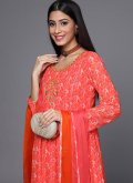 Red Georgette Embroidered Palazzo Suit for Casual - 1