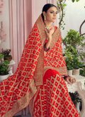 Red Georgette Embroidered Traditional Saree for Wedding - 1