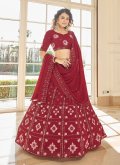 Red Georgette Sequins Work A Line Lehenga Choli for Ceremonial - 1