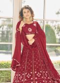Red Georgette Sequins Work A Line Lehenga Choli for Ceremonial - 2