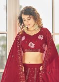 Red Georgette Sequins Work A Line Lehenga Choli for Ceremonial - 3