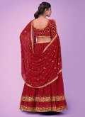 Red Georgette Sequins Work Lehenga Choli for Engagement - 3
