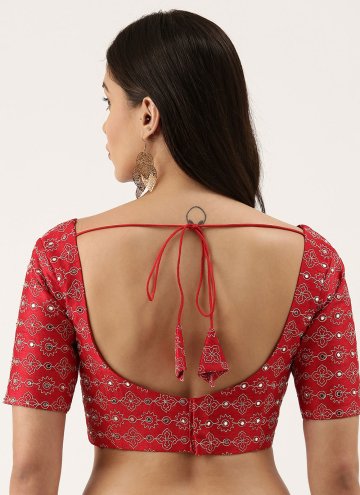 Red  in Silk with Embroidered
