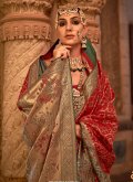 Red Jacquard Silk Stone Work Classic Designer Saree for Ceremonial - 1