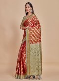 Red Kanjivaram Silk Woven Trendy Saree - 1