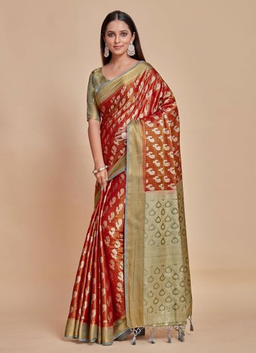 Red Kanjivaram Silk Woven Trendy Saree