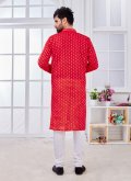 Red Kurta in Cotton  with Woven - 3