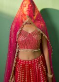 Red Lehenga Choli in Georgette with Embroidered - 3