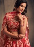 Red Lehenga Choli in Organza with Embroidered - 2