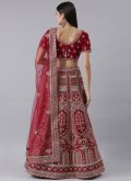 Red Lehenga Choli in Silk with Embroidered - 1