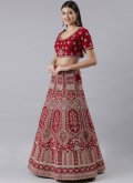 Red Lehenga Choli in Silk with Embroidered - 2