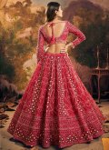 Red Net Embroidered Readymade Lehenga Choli for Bridal - 1