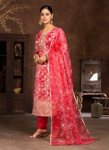 Red Organza Hand Work Trendy Salwar Suit for Ceremonial