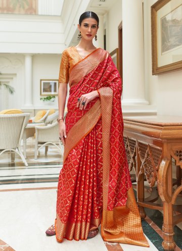 Red Patola Silk Woven Classic Designer Saree for F