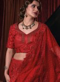 Red Pure Silk Embroidered Lehenga Choli for Bridal - 2