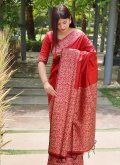 Red Raw Silk Border Classic Designer Saree for Casual - 1