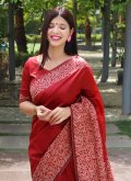 Red Raw Silk Border Classic Designer Saree for Casual - 2