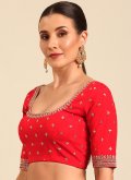 Red Raw Silk Embroidered Designer Blouse for Ceremonial - 2