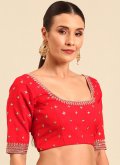 Red Raw Silk Embroidered Designer Blouse for Ceremonial - 3