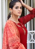 Red Rayon Embroidered Salwar Suit for Ceremonial - 2
